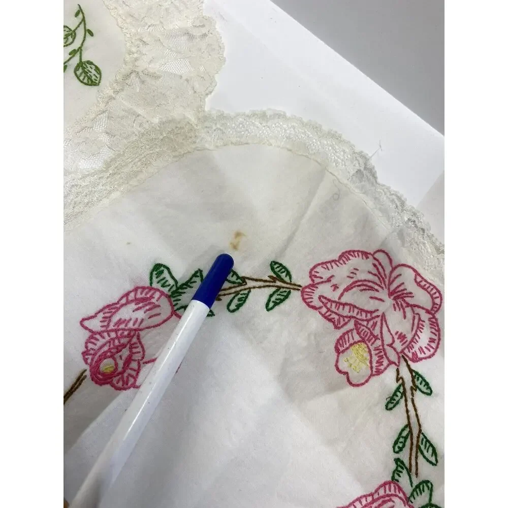 Vtg Hand Embroidered Table Runner Dresser Scarves 12